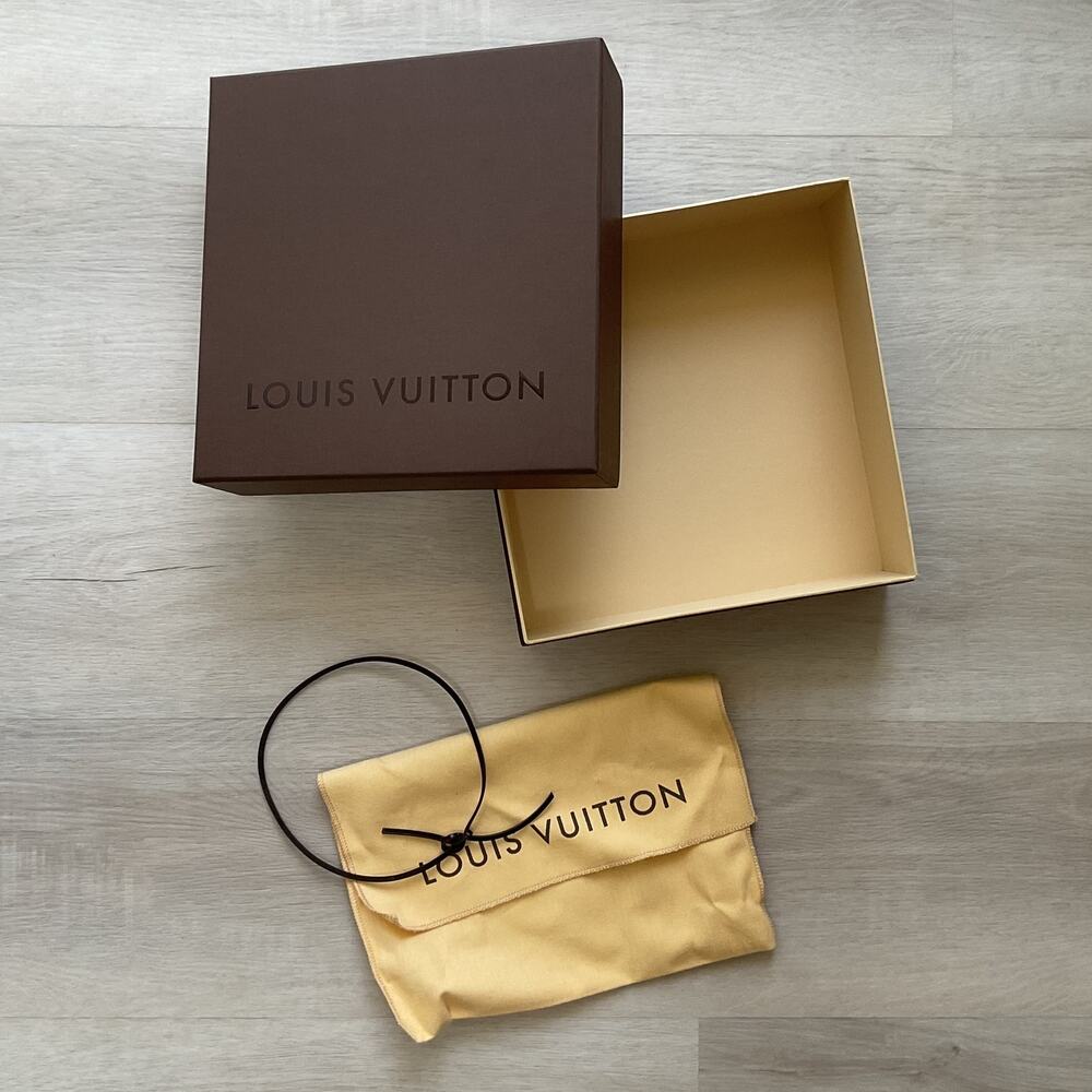 Authentic Louis Vuitton Brown Box with Dust Bag and Leather Bow